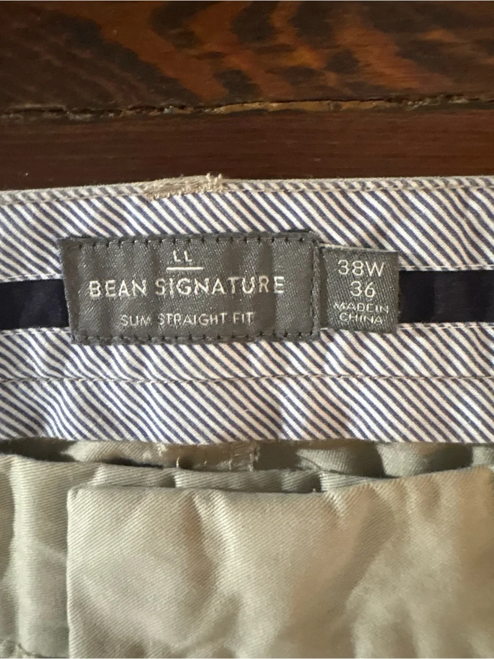 Ll bean signature slim straight fit chinos pants size 38x36